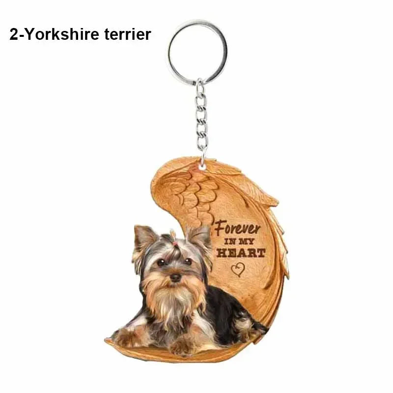 1 Piece 23 Style Dog Forever In My Heart  Angel Pendant Bag Key Chains Car Keychain Keyring  Pet Jewelry Gift For Women Girls