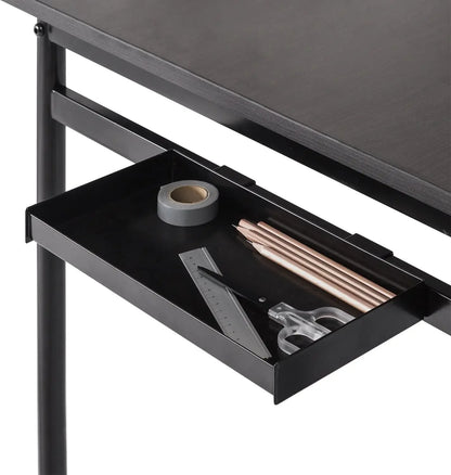 Tresa 140 x 75 cm Black Adjustable Metal Desk with Storage and Monitor Stand