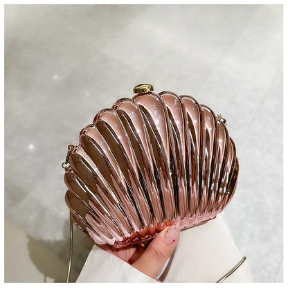 2024 Women Silver Gold Shell Bag Cute Acrylic Evening Clutch Bag With Strap For Wedding Party Small Purses Designer Handbags