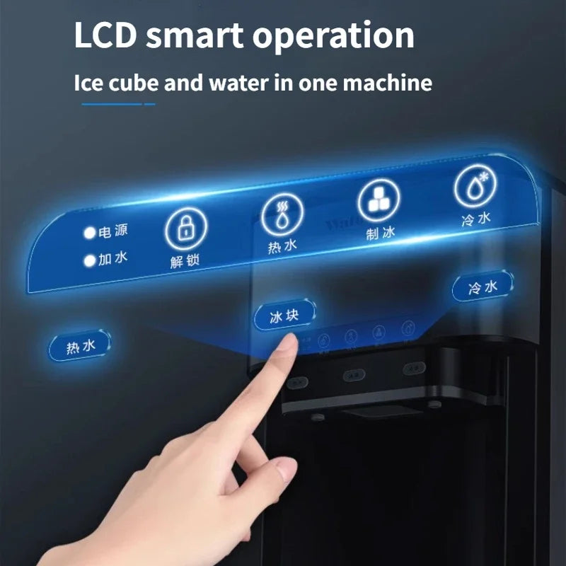 220V Quick Ice Maker Machine Commercial Home Use Cold and Hot Water Dispenser Small Vertical Ice Cube Maker Machine Cocina