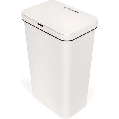 13 Gallon Touchless Sensor Trash Can, Rectangle Garbage Bin, Perfect for Home, Kitchen, Office, White