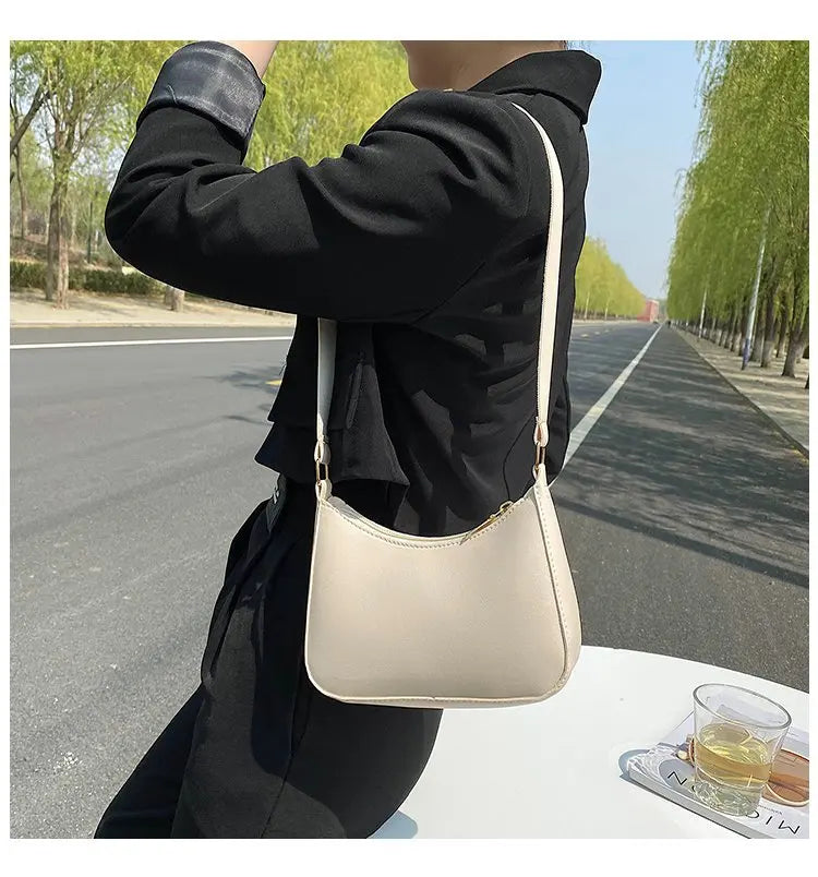 Women's Bag 2022 Trend Handbags Female Handbags Retro Solid Color PU Leather Shoulder Underarm Bag Ladies Shopper Hobos Bag