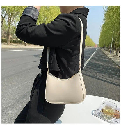 Women's Bag 2022 Trend Handbags Female Handbags Retro Solid Color PU Leather Shoulder Underarm Bag Ladies Shopper Hobos Bag