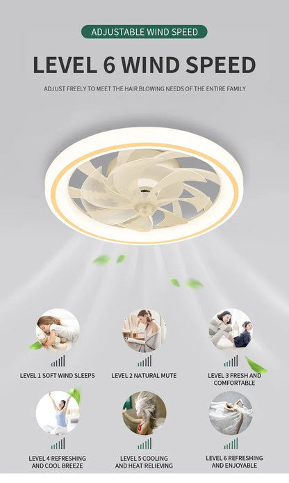 New Ceiling Fan Light Living Room Bedroom Modern and Simple Home Intelligent Remote Control Restaurant LED Fan Light