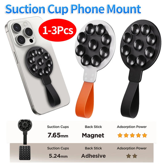 1-3 Pcs Suction Cup Magnetic Phone Mount Colorful Mirror Shower Silicone Suction Phone Case Grip Stand Holder For iPhone 15 14