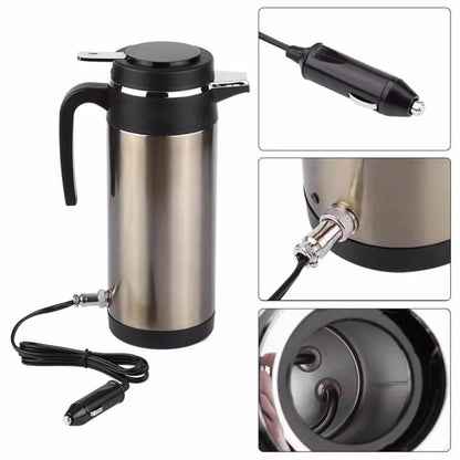 1200 ML Car Hot Kettle Portable Water Heater Leak-Proof Design 12/24 V Travel Electric Kettle Fast Boiling for Coffee Tea Drinks