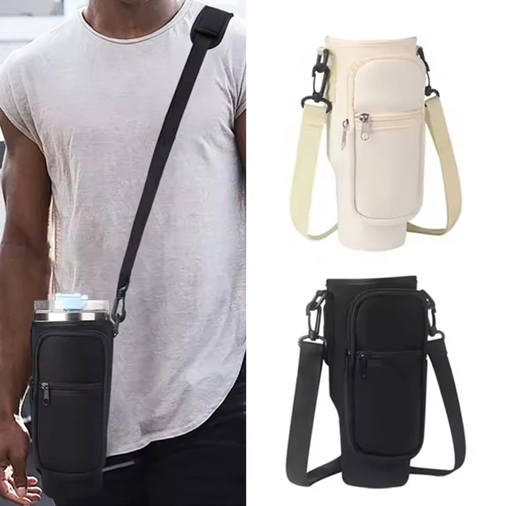 40OZ Water Bottle Carrier Bag with Phone Pocket for Stanley Cup, Water Bottle Holder with Adjustable Strap Thermos Cup Holder