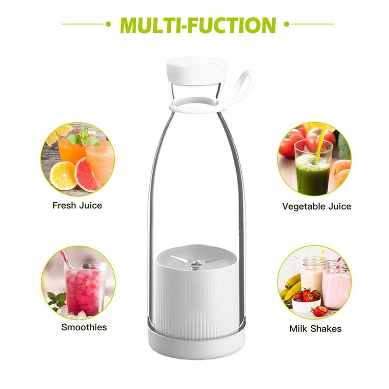 300ML Portable Blender Electric Juicers USB Rechargeable Smoothie Mini Blender Personal Juicer -White