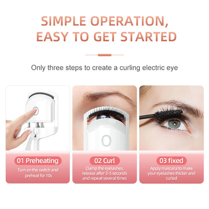 Electric Eye Lash Curlers 2 Gears Adjustable Quick Heating Natural Curling Compact Heated Eyelash Curler for Women Makeup Tool