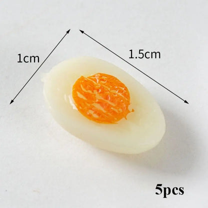 5pcs Mini Miniature Egg Boiled Egg Dollhouse Simulation Food Game Model DIY Handmade Clay Accessories