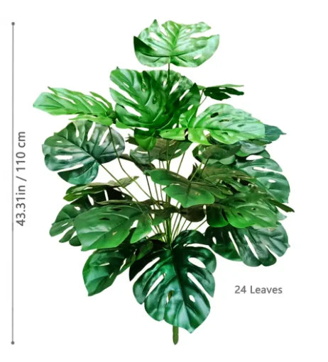 105cm /40.5in Artificial Monstera Plants Fake Palm Tree Plastic Turtle Leaves Green Tall Plants For Home Garden Room Decor