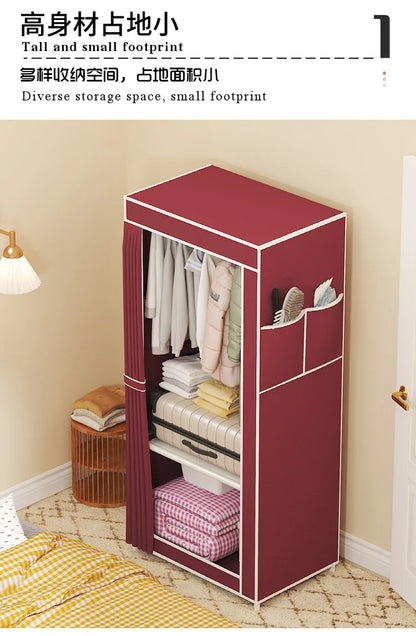 Simple Wardrobe Bedroom Household Simple Assembly Cloth Wardrobe Rental Housing Storage Wardrobe Storage Simple Storage Cabinet