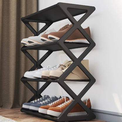 1pc Multi-Layer Shoe Shelf 4 Layers Simple Dust-proof Storage Shoe Cabinet Multi-layer Assembly Door Dormitory Organizer Rack