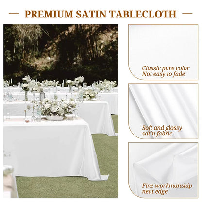 2-20Pcs Satin Tablecloth Wedding Rectangle Tablecloth White Silk Tablecloth Smooth Fabric Table Cover for Wedding Banquet Party