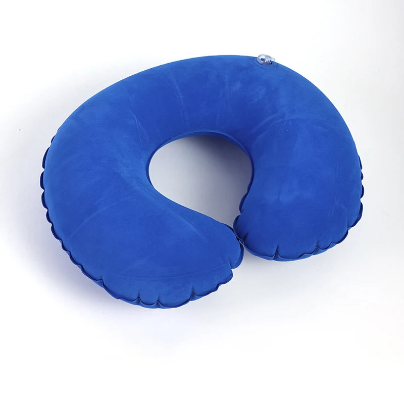 1pc Inflatable C-shaped Pillow Travel Neck Pillow Portable Round Pillow Cushion