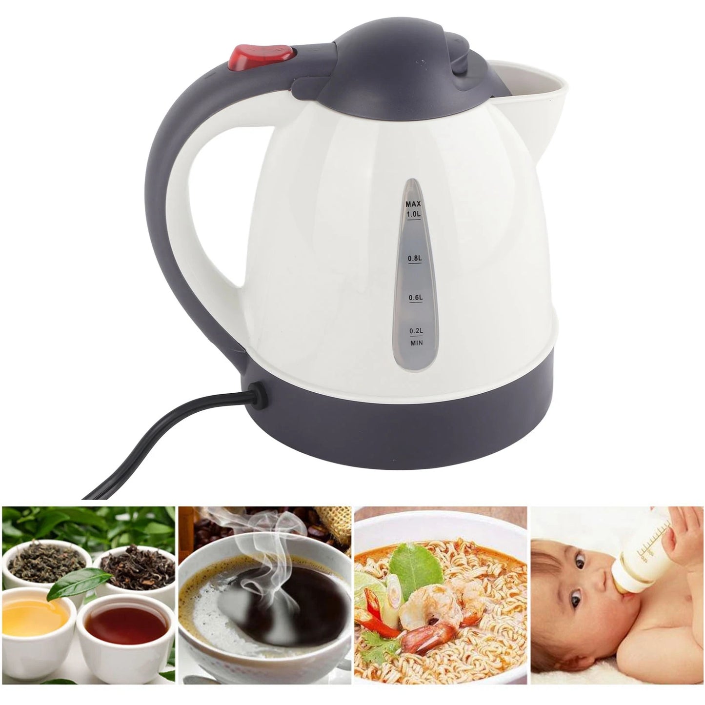 1000ML Car Hot Kettle Car Truck Water Heater 250W 24V Tea Coffee Kettle Portable Fast Boiling Heater for Travel Home