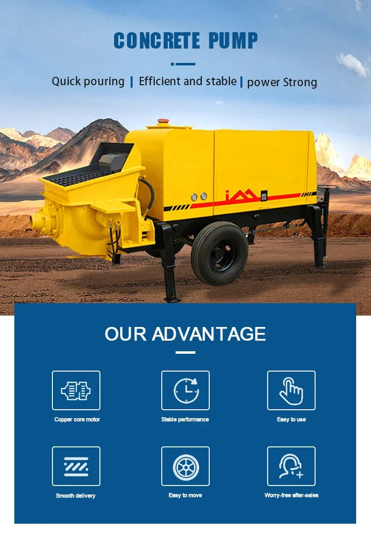 YG Concrete Pump Automatic Construction Machinery Trailer Mobile Concrete Pump Portable Concrete Mixer Mixing Machine with Pump