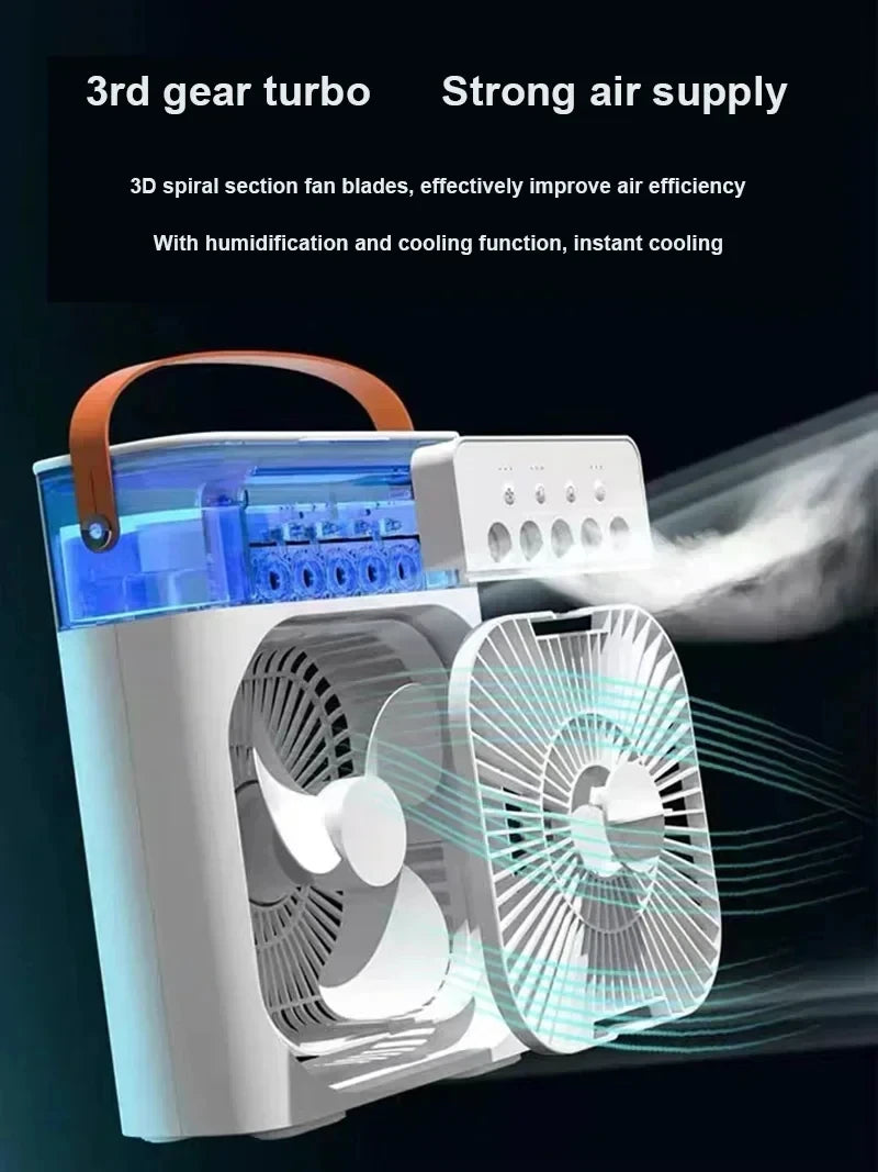 3 In 1 Portable Humidifier Fan Mini Air Conditioners USB Mini fan LED Night Light Water Mist Fun Air Cooler Humidifie For Home