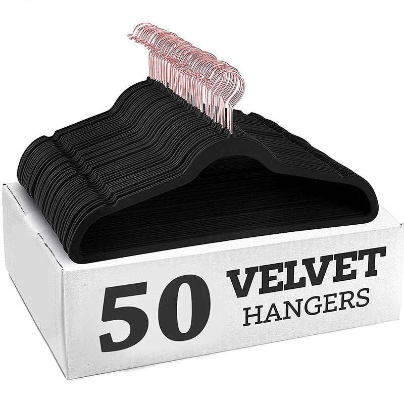 50/SET Velvet Hangers Shirt Clothes Drying Rack Wardrobe organizer And storage For Coats Pants Dress Rack Balcony Home Accessory