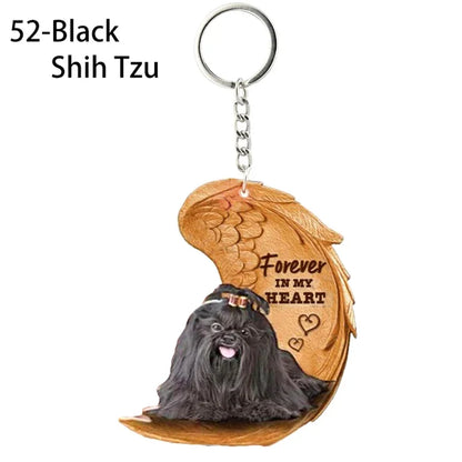 1 Piece 23 Style Dog Forever In My Heart  Angel Pendant Bag Key Chains Car Keychain Keyring  Pet Jewelry Gift For Women Girls