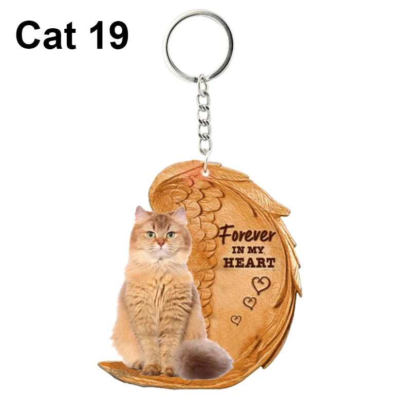 1 Piece 23 Style Dog Forever In My Heart  Angel Pendant Bag Key Chains Car Keychain Keyring  Pet Jewelry Gift For Women Girls