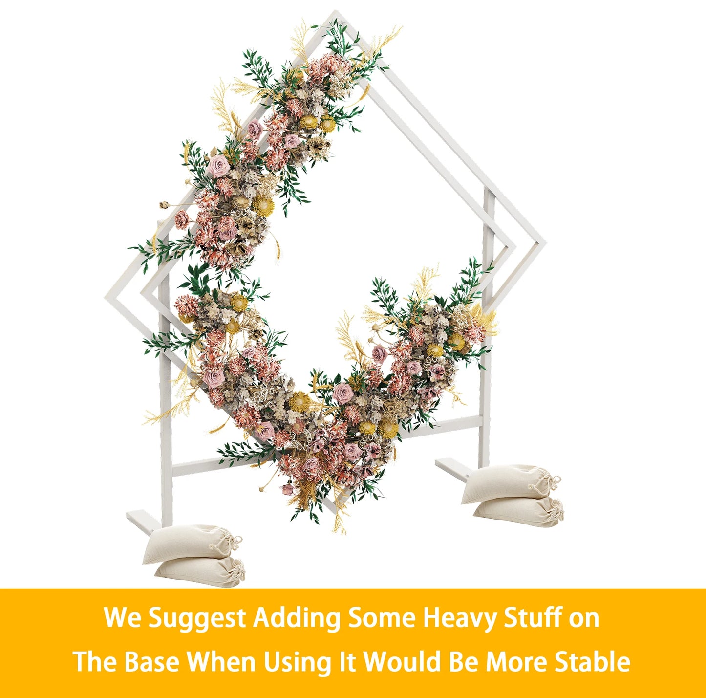 Wedding Arch Background Stand, Solid Metal Backdrop, Party Floral Arrangement, Large Sturdy, 2m