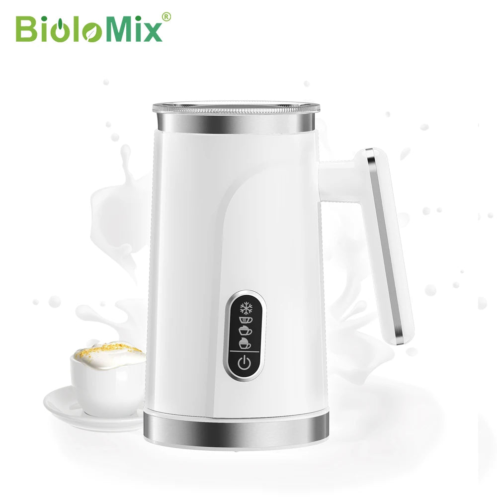 BioloMix Electric 4 in 1 Automatic Hot and Cold Milk Frother Warmer for Latte, Foam Maker, Hot Chocolates, Cappuccino