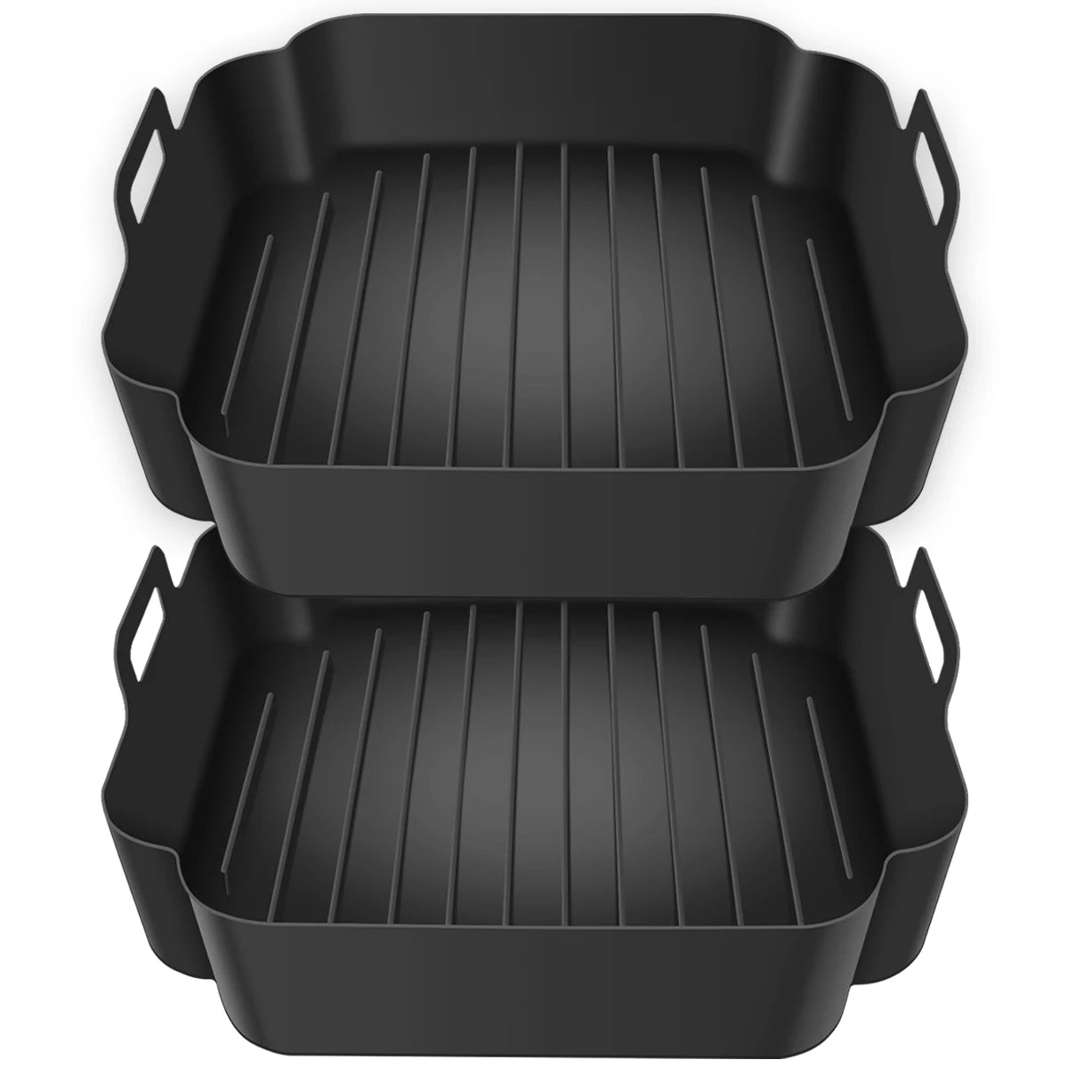 2Pcs Air Fryer Silicone Pot with Handle Reusable Air Fryer Liner Heat Resistant Air Fryer Silicone Basket Square Baking Tray Air