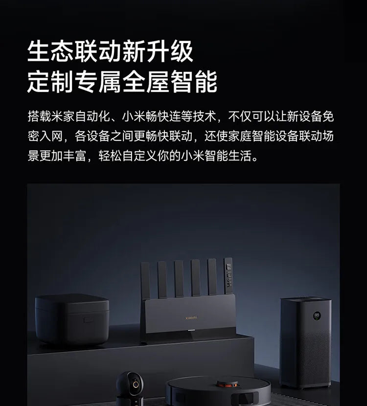 Xiaomi Router BE6500 Quad Nucleus wifi7 6500Mbps 2.5G Ethernet Port Dual Frequency 2.4/5GHz 6 Independent Signal Amplifiers Mesh