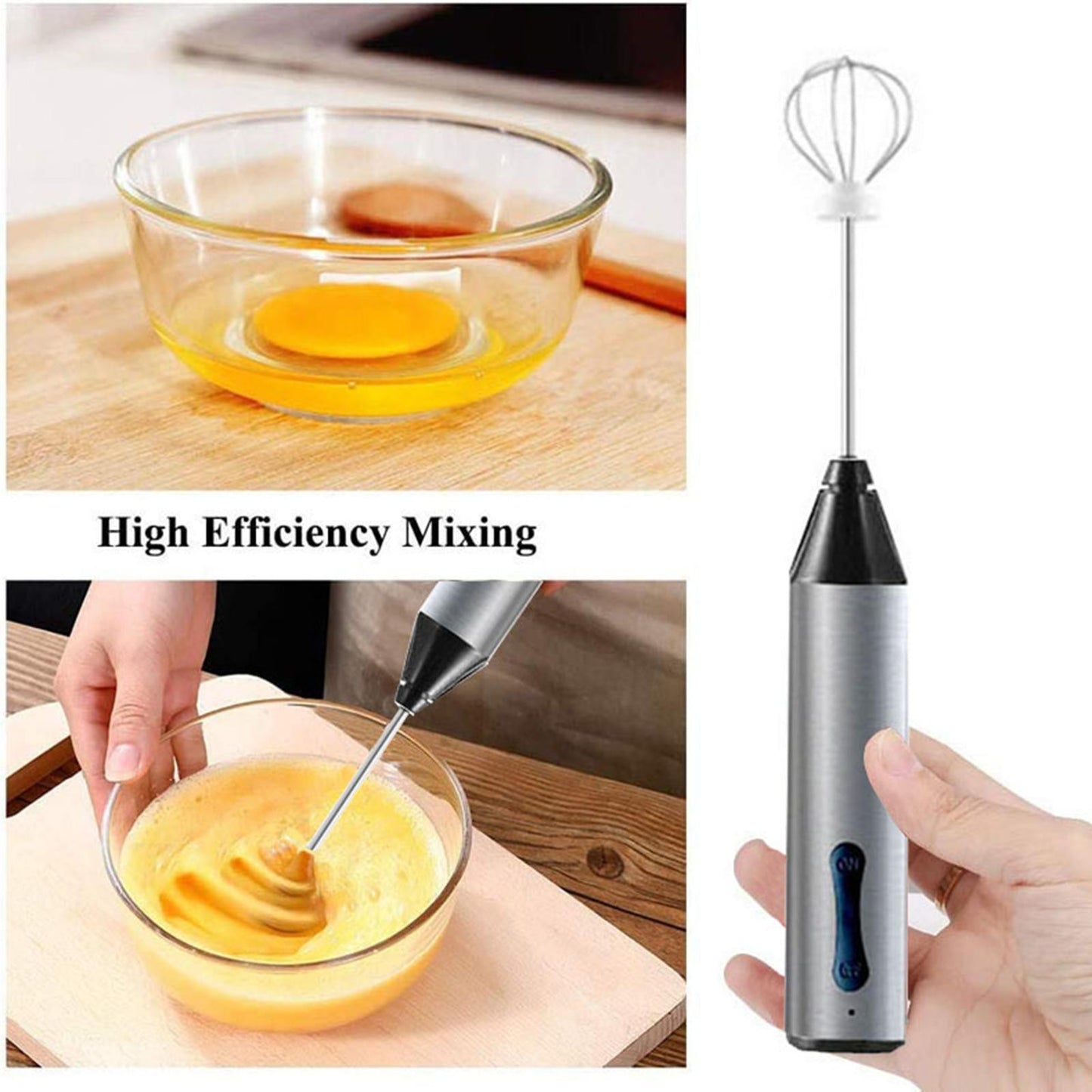 Portable Milk Frother Egg Beater USB C Rechargeable 2 Speeds with 3 Mixing Heads Whisk mixer Blender for Egg Latte Matcha