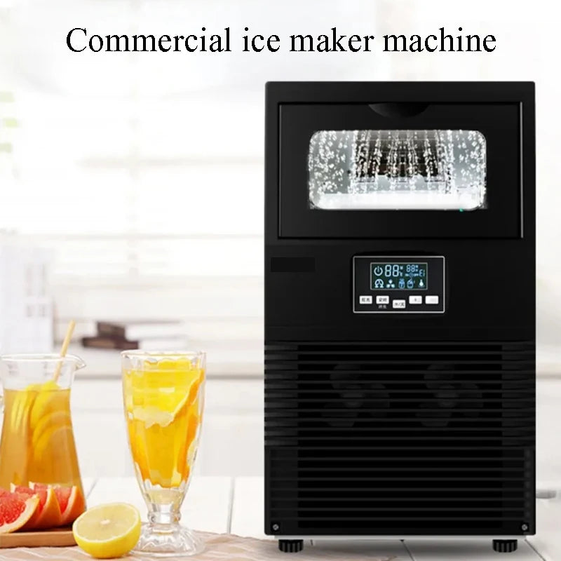 PBOBP 44lbs/24H Electric Ice Maker 11.5kg 25lbs Capacity LCD Control Panel Ice Making Machine for Shop Office EU Plug 220V