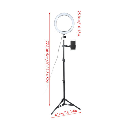 10 Inch Dimmable LED Ring Fill Light USB Camera Video Lamp with Tripod Phone Clip Set