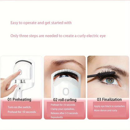 1PC electric eyelash curler with heating function, portable rechargeable eyelash curler, long-lasting curling, beauty tool