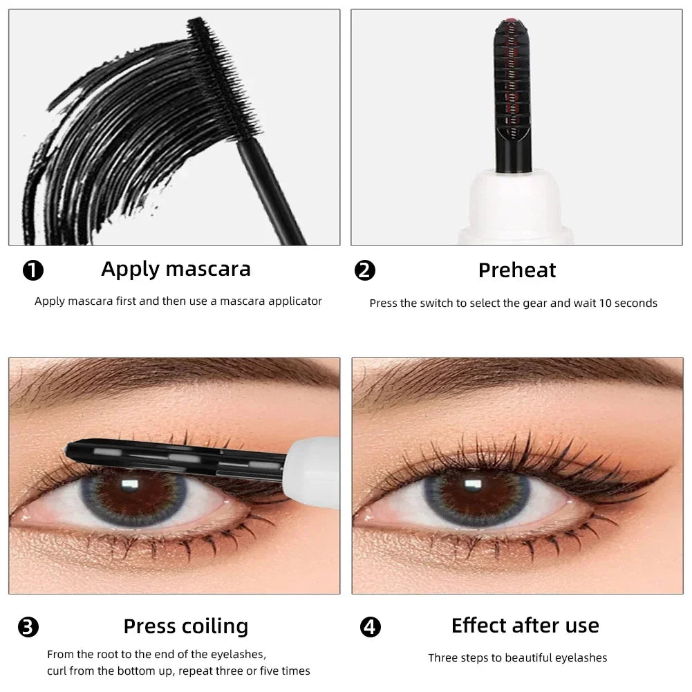 Electric Heated Eyelash Curler Portable Eyelash Curling Device Quick Heating Natural Eyelash Curler Long Lasting Make up Tool