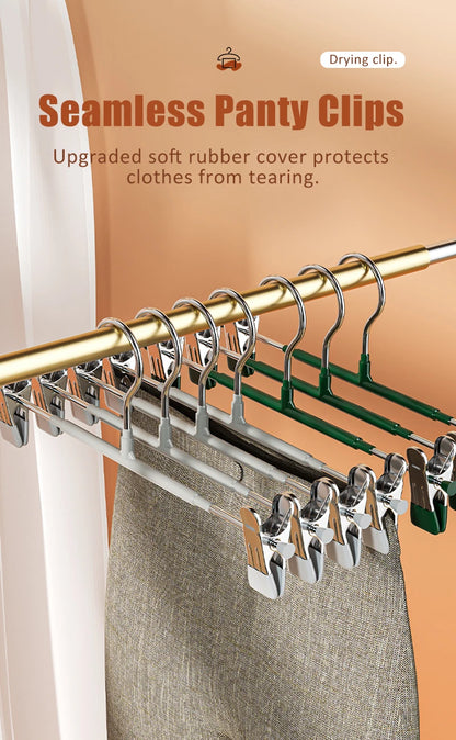 5-10pcs Clothes Rack With Adjustable Clip Anti-Slip Metal Windproof Clothes Hanger Pants Jacket Skirt Clip Closet organizer