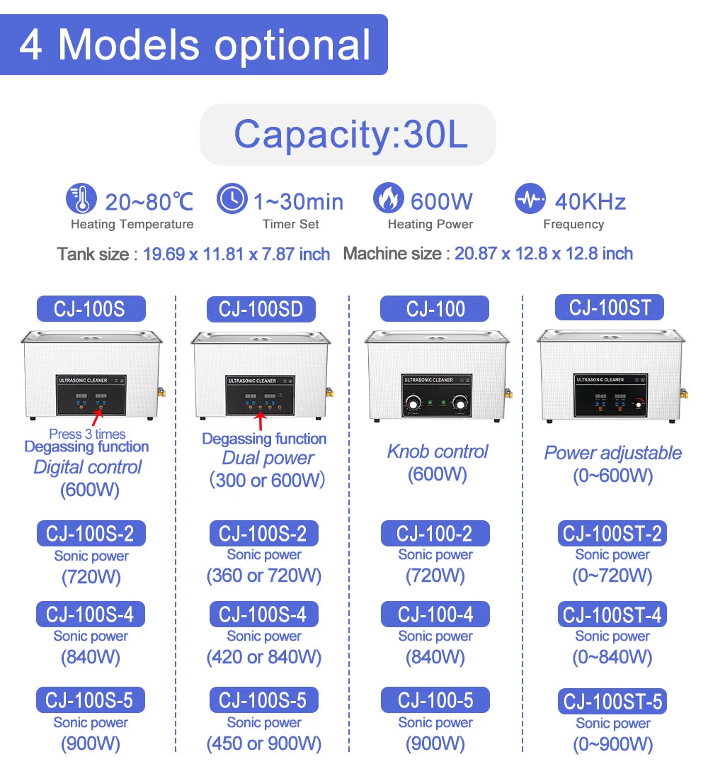 30L Industrial Ultrasonic Cleaner 900w Long Tank Driver Motherboard Automotive Metal Ultra Sonic Cleaner Vinyl Records Washer