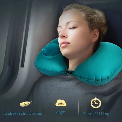 2024 New Inflatable Pillow Travel Portable Neck Protection Pillow Press Inflatable U-shaped Pillow Travel Storage Neck Pillow