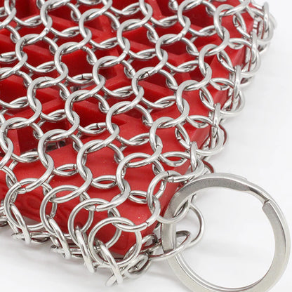 Stainless Steel Cast Iron Scrubber Skillet Chainmail for Cast Iron Pan Chain Mail Scrubber Cast Iron Sponge Metal Scrubber