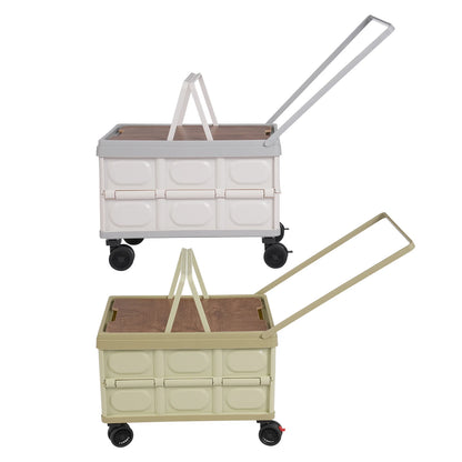 50L Professional Folding Box Rolling Crate Shopping Trolley Foldable Shopping Cart with Lid Big Capacity Container