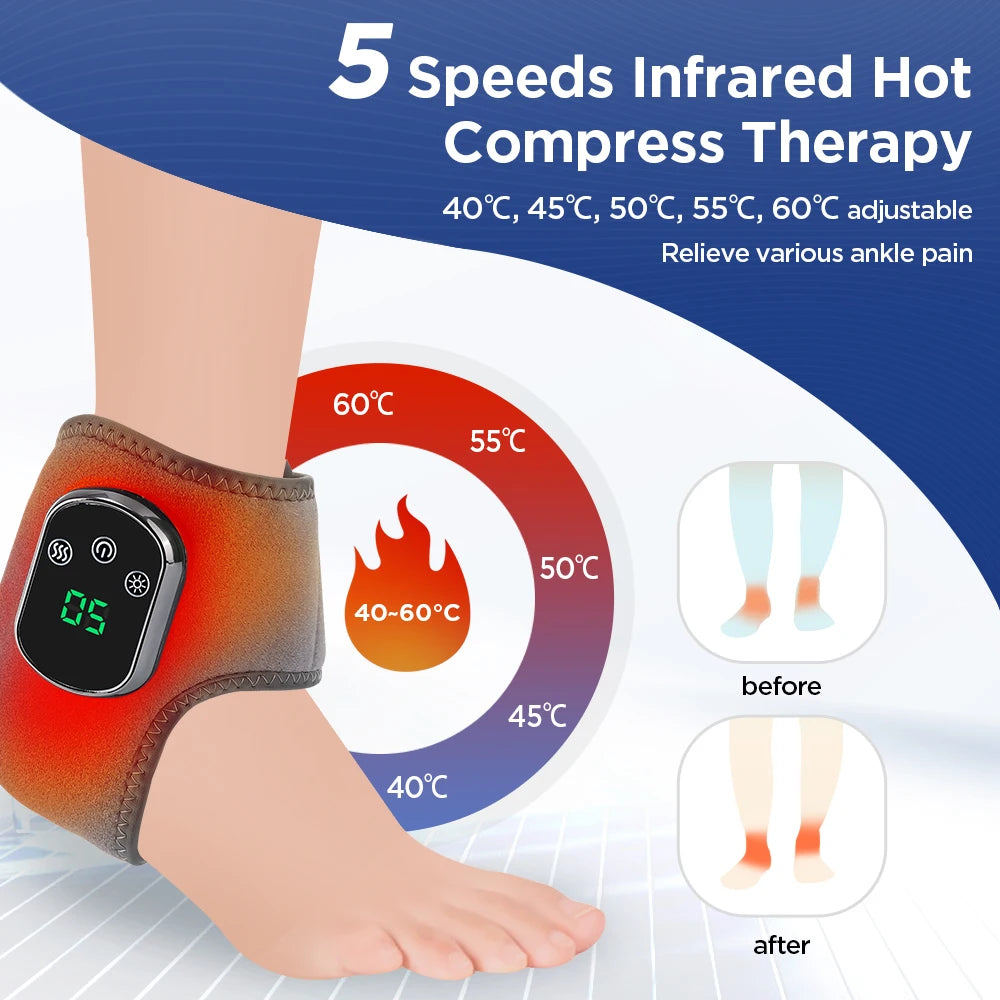 Vibration Wrist / Ankle Massager Infrared Hot Compress Therapy Hand / Foot Massager For Joint Pain Relief Heated Massage Brace