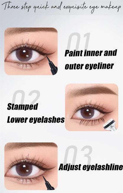 Waterproof Lower Eyelash Stamp Set Quick Dry Portable 0.01mm Tip Eye Liner Lower Lash Stamp with Ink False Eyelashes Accessories