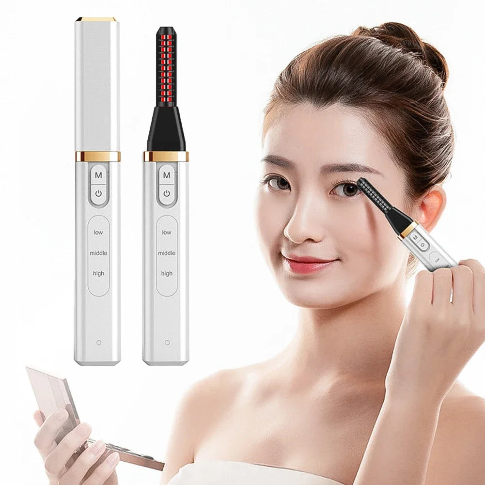 Electric Eyelash Curler Fast Heating Eyelash Curler Long Lasting Natural Eyelash Comb Professional Portable Heated Curling Brush