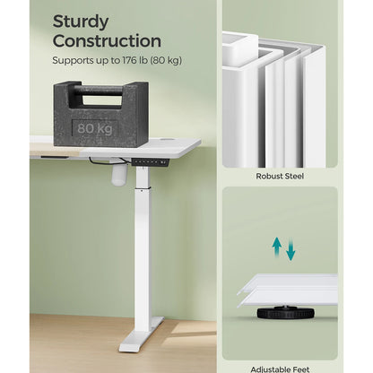 SONGMICS Electric Standing Desk, Height Adjustable Desk, 60 x 140 x (72-120) cm, Continuous Adjustment, Spliced Tabletop