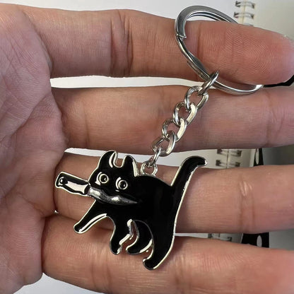 1PC Black Cat Keychain  Cute Kawaii keyRing