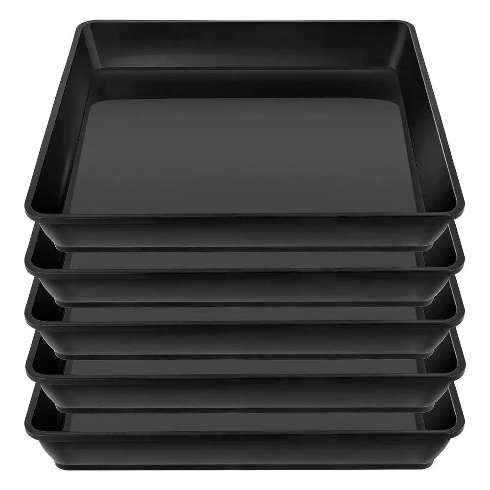 5Pcs Plastic Durable Plant Pot Saucer Drip Trays Saucers Indoor Outdoor Plants Heavy Duty Square Flower Pot Trays Black Home