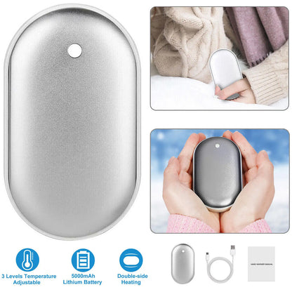 2 Pack Rechargeable Hand Warmers USB Power Bank Electric Pocket Heater Warmer UK