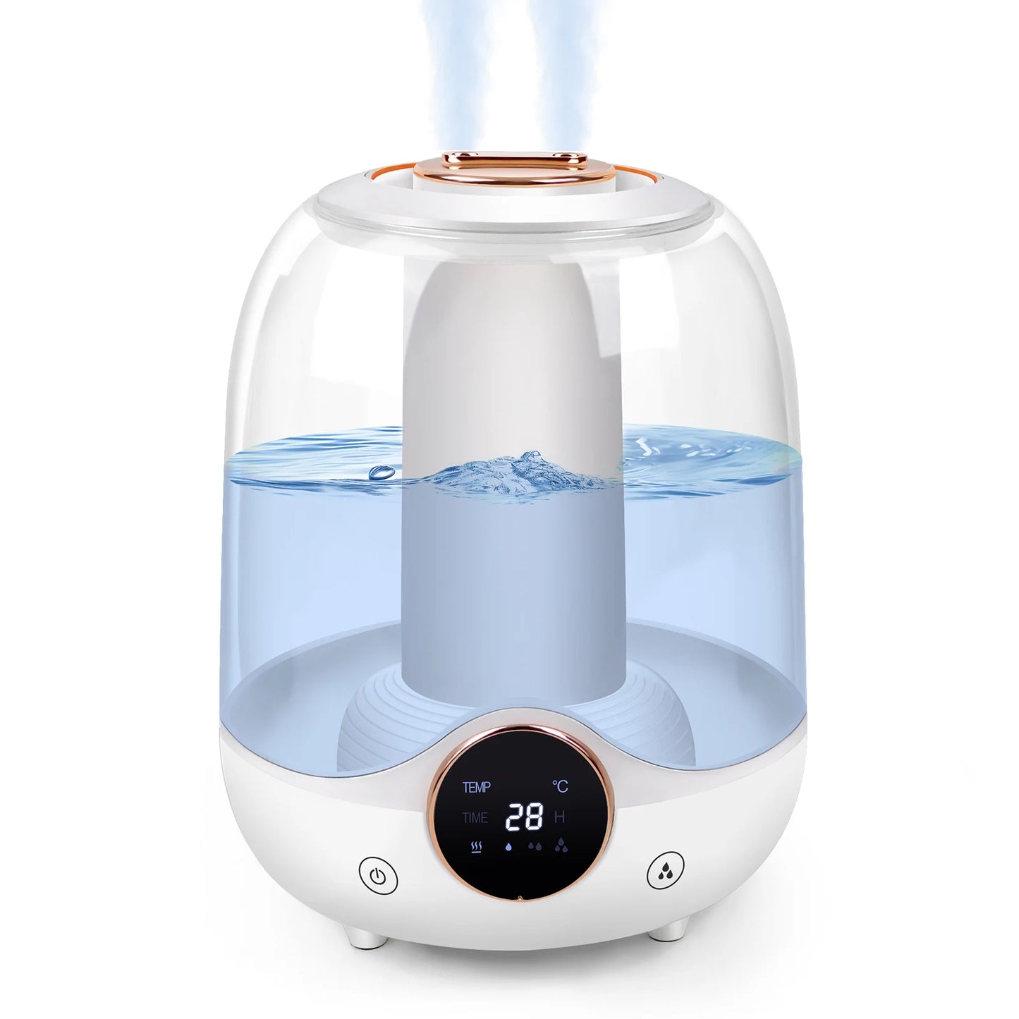 3L Humidifier for Bedroom, Air Humidifier for Home Office, 3 Mist Modes, 2 Nozzles, Timer and Waterless Auto-Off