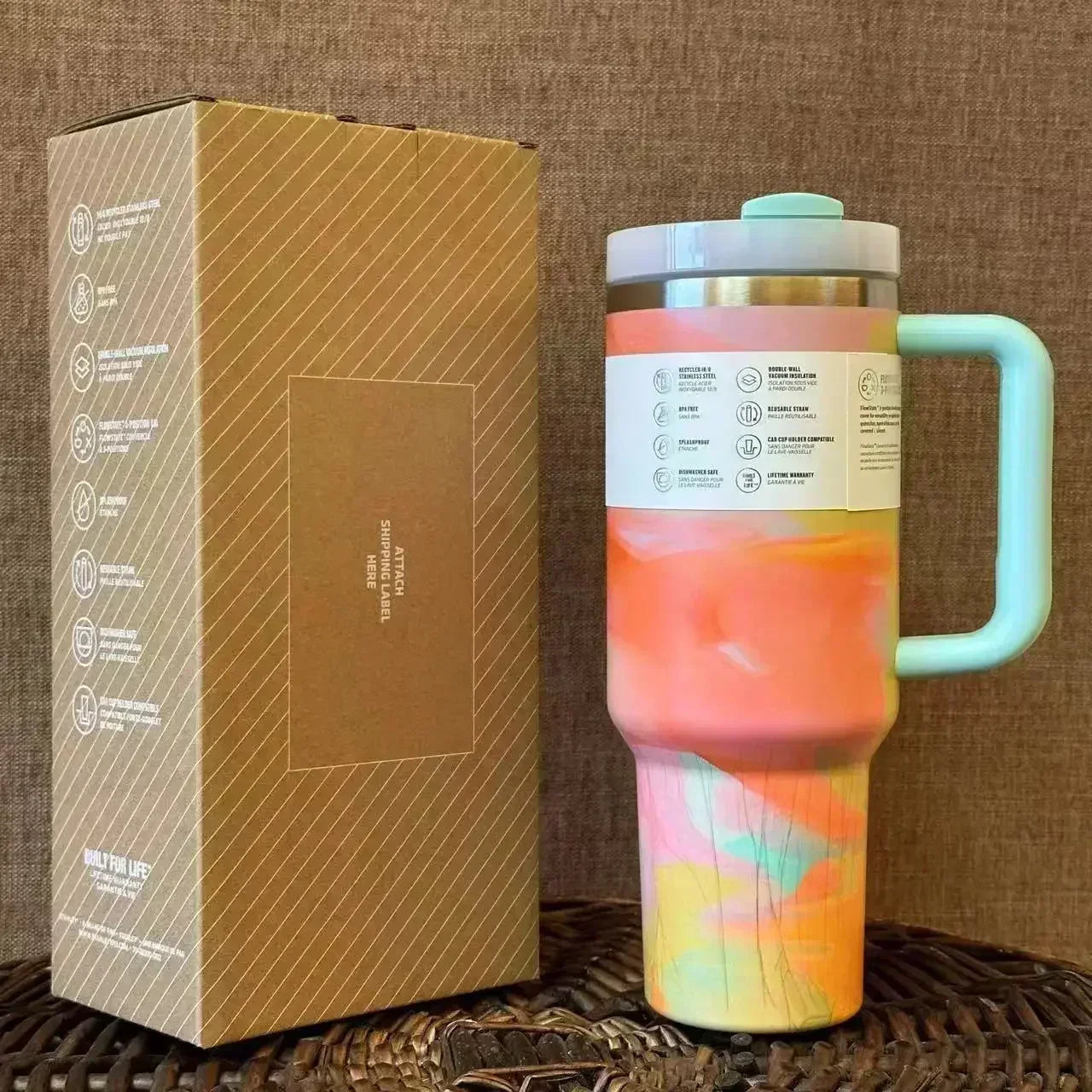 2025 New 40OZ Cup Straw Car travel mug Coffee mug Stanley with treated insulation 314 stainless steel lid