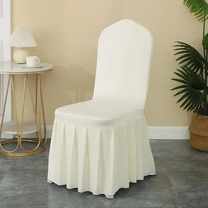 5/10/50/100pcs Pleated skirt Spandex Chair Cover Hotel Banquet Party Events Wedding Decoration Dining Room Seat Protector Covers