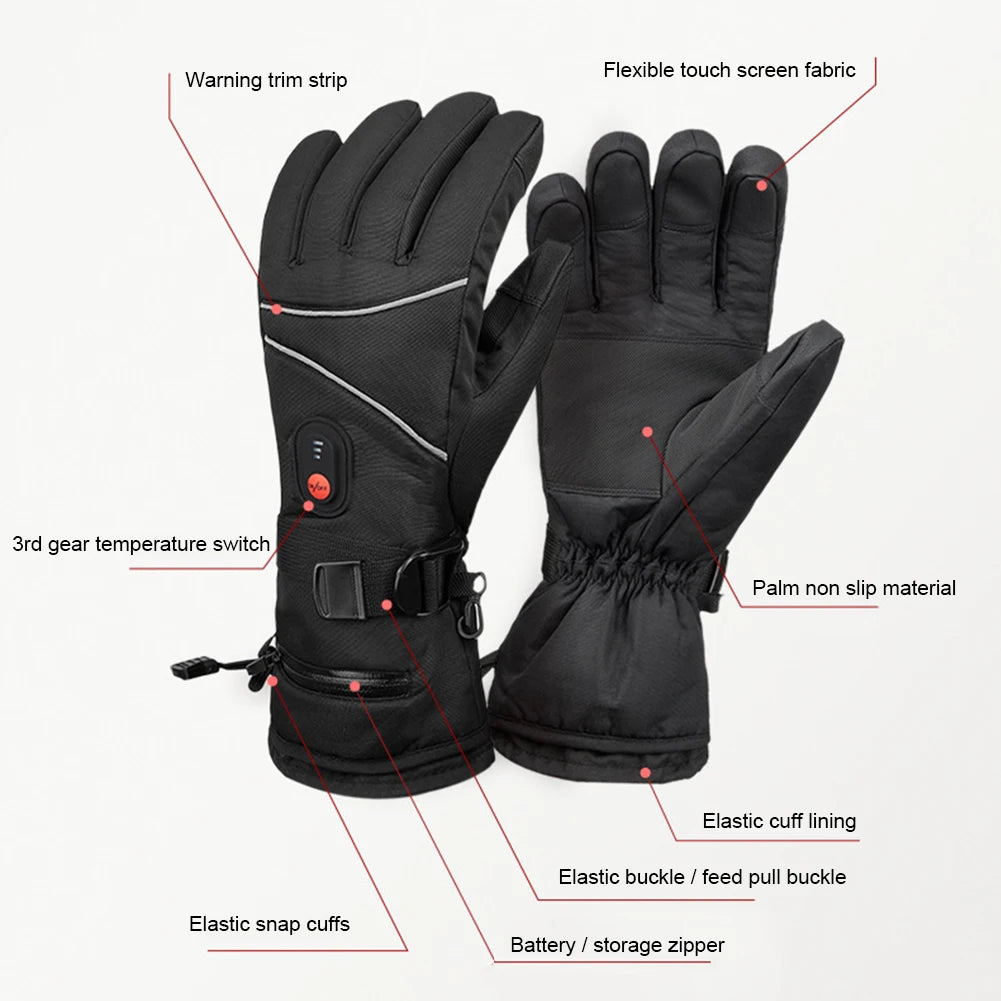 Electric Heated Gloves No Battery USB Hand Warmer Heating Gloves Winter Motorcycle Thermal Touch Screen Waterproof Bike Gloves